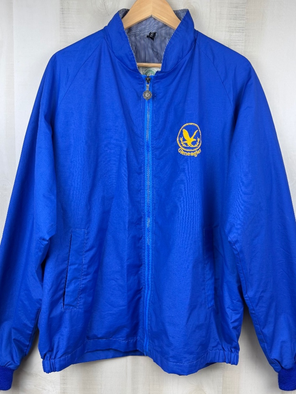 VTG Snowgoose Men’s Full Zip Golfer Jacket Blue Gleneagles Made in Scotland XL